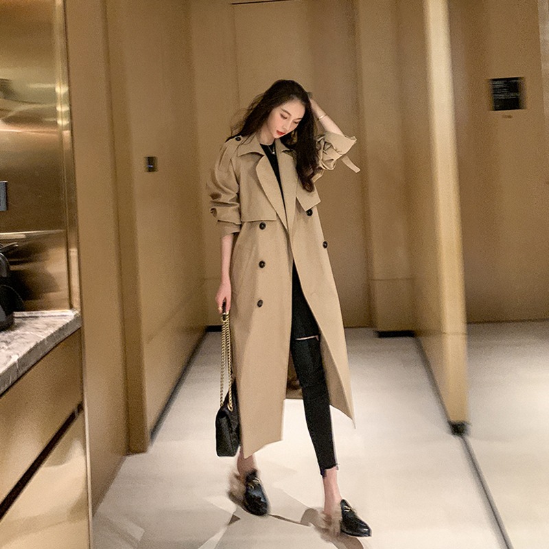 Picture of Windbreaker Women's 2025 Spring and Autumn Korean Style Casual British Style Small Coat Mid-Length Loose Khaki Jacket Trendy