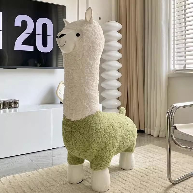 Internet celebrity creative large alpaca stool living room floor ornaments plush animal seats moving gifts housewarming new home
