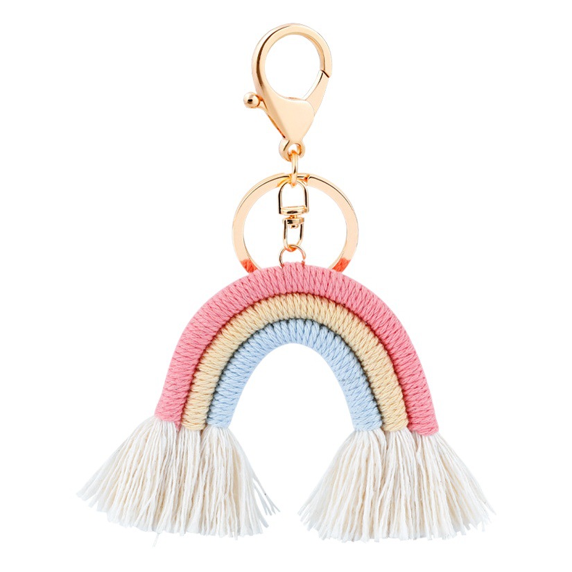 European and American Creative New Rainbow Tassel Keychain Bohemian Ethnic Style Pendant Fashion Personalized Bag Hanging Ornaments