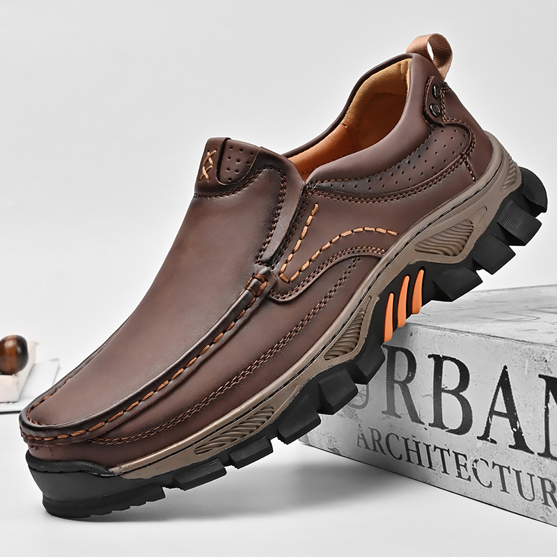 Cross-Border Amazon Temu Popular Men's Leather Shoes Slip-On Loafers Outdoor Casual Men's Shoes Extra Large Size 4950