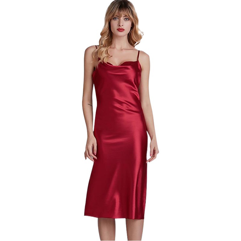 Yao Ting Sling Pajamas Women's Summer Ice Silk Elegant Silk Slim Collar Thin Nightgown Home Wear Outfit DQ1630