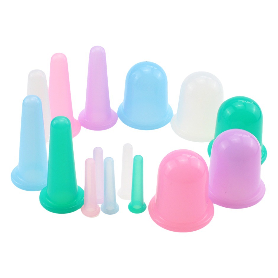 On behalf of labeling cross-border silicone cupping machine food grade moisture absorption cupping face beauty and health care suit massage cup