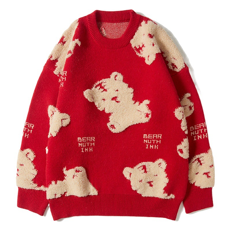 This Year of Life Red Women's Fashion Couple's Winter 2022 New Year's Style Tiger Year's Robe Sweater Tiger Western Style