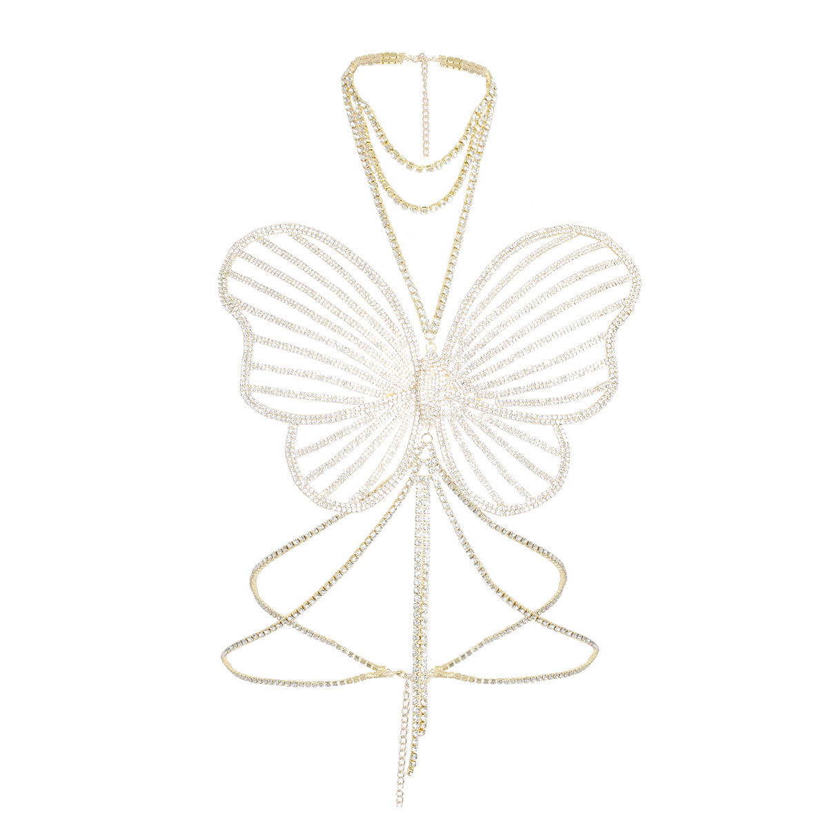 Picture of Fashion Light Luxury Full Diamond Body Chain Women's European and American Exaggerated Fashion Week Party Personalized Rhinestone Big Butterfly Chest Chain Accessories