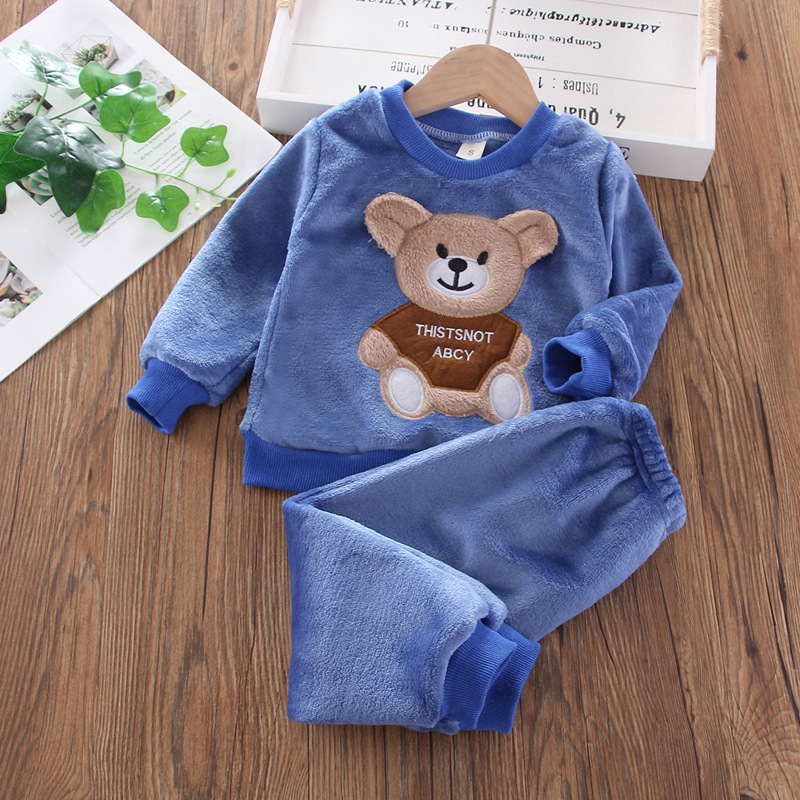 Picture of Baby Winter Pajamas Set 2025 New Baby Kidsren's Clothing Boys and Girls Autumn and Winter Flannel Home Clothes Trendy