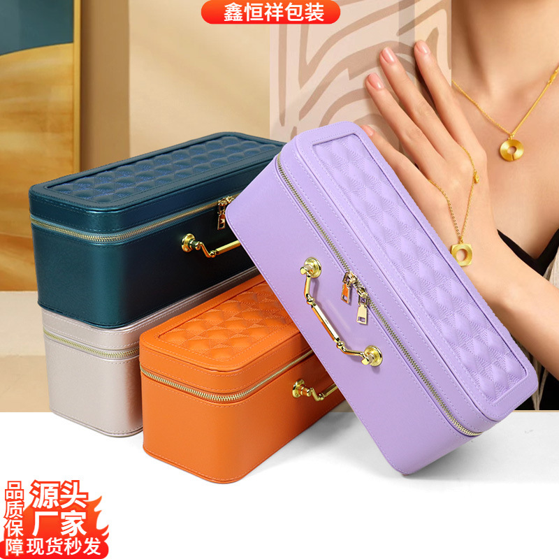 Portable Ins High-end PU Leather Bracelet Bracelet Hand Jewelry Jade Necklace Earrings Ring Earrings Stud Storage Suitcase