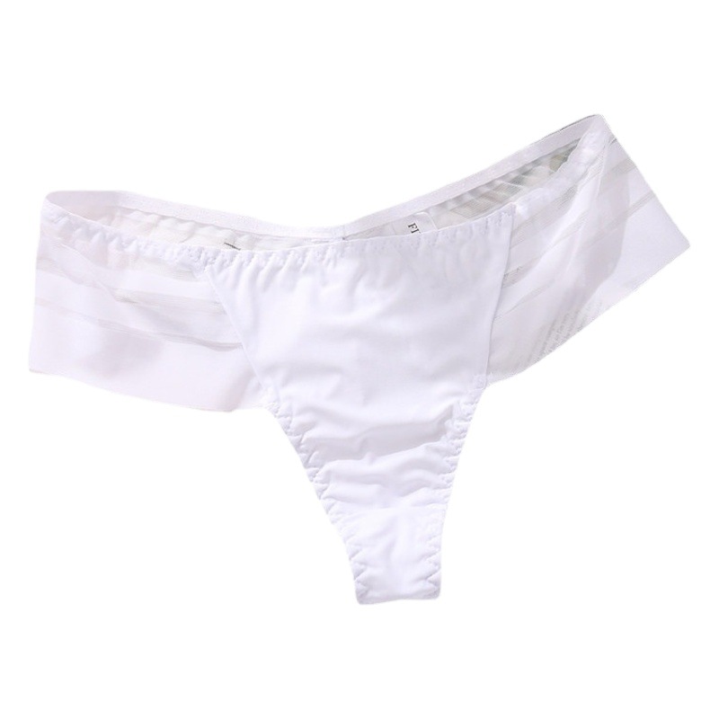 Europe and the United States new plus size foreign trade thong women's ice silk seamless low waist ladies underwear sexy striped lace