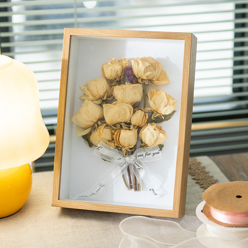 Stereo Hollow Dried Flower Photo Frame Table DIY Handmade Gift Eternal Flower Preservation Boxed Rose Specimen Frame