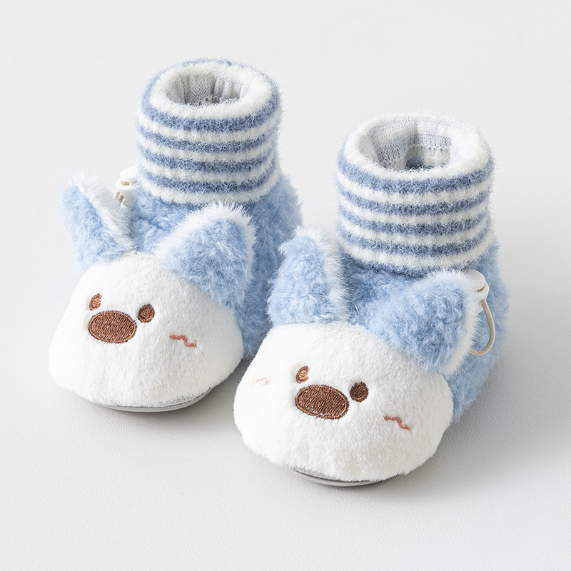Picture of Fleece-lined thickened warmth for newborns, infants, boys, and babies, spring, autumn, and winter, with soft soles that don't feel uncomfortable, mid-calf