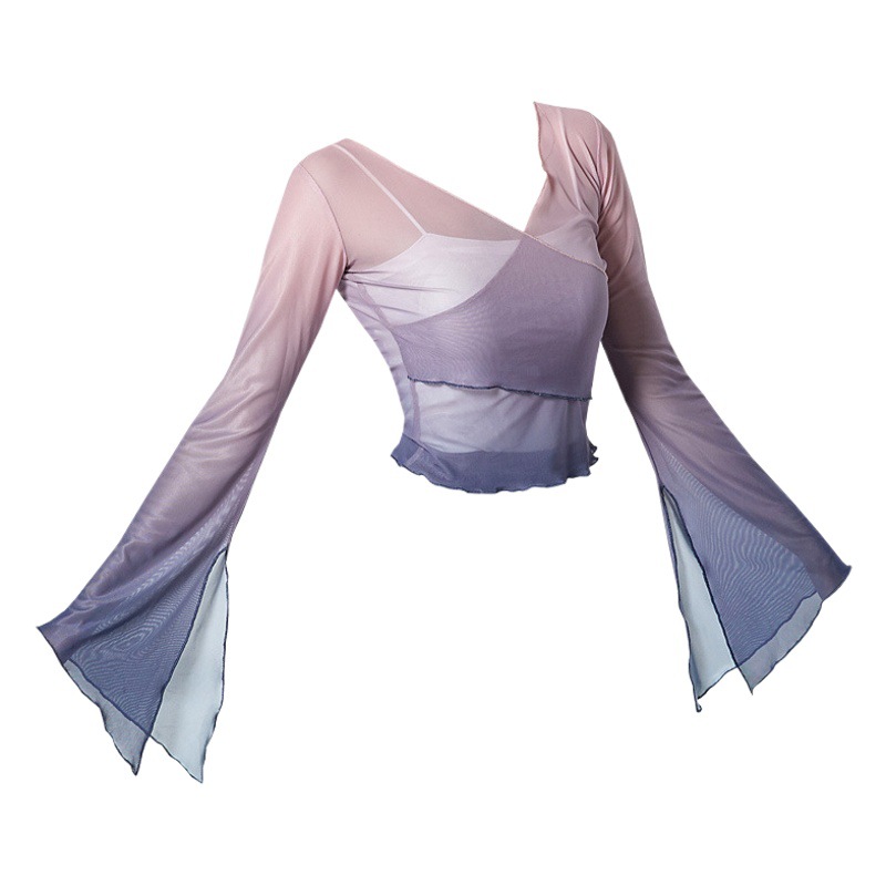 Chinese Dance Practice Suit Body Rhyme Suit Gradual Yarn Suit Women's Elegant Top Body Performance Dance Suit Classical Dance Costume