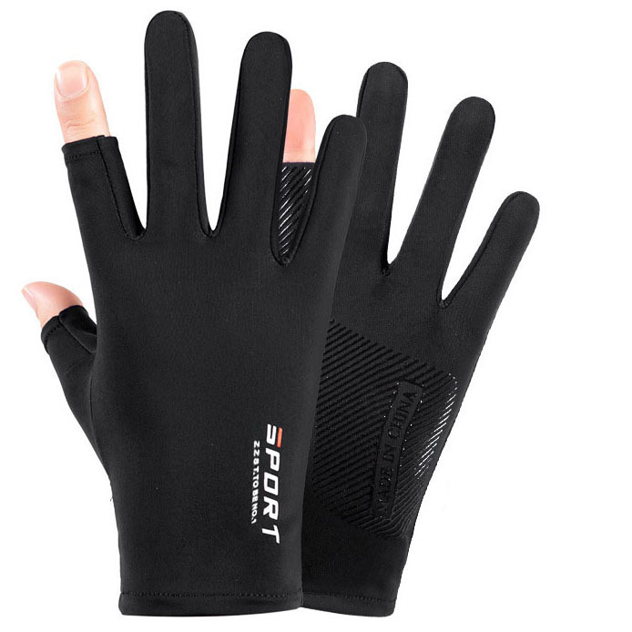 Picture of Gloves Men's and Women's Summer Open Finger Thin Ice Driving Leakage Two Finger Fishing Half Finger Riding Takeaway Rider Sports