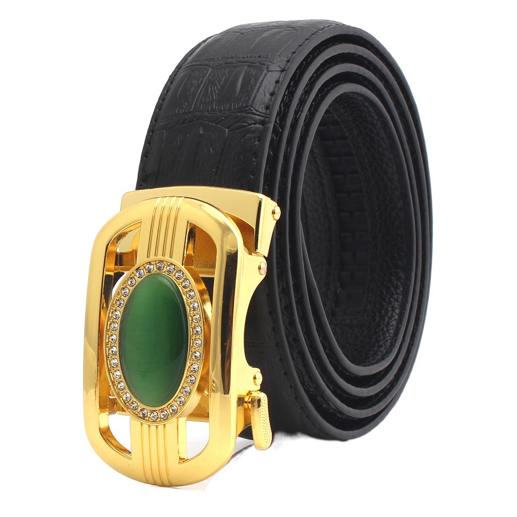 Hongsheng Jade Belt Buckle Belt Alloy Diamond-Encrusted Automatic Buckle Trouser Belt Buckle Men's Fashionable Automatic Buckle Head