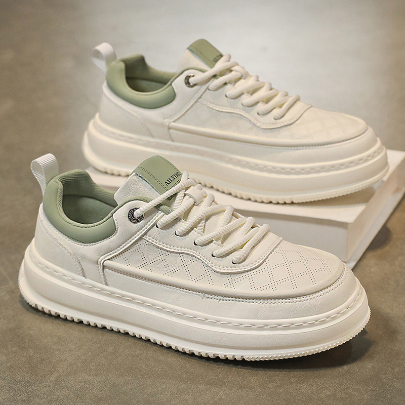 Men's Shoes Spring and Summer Breathable Lightweight Soft Sole White Shoes Men's Casual Shoes All-match Thick Sneakers Men's Trendy Shoes