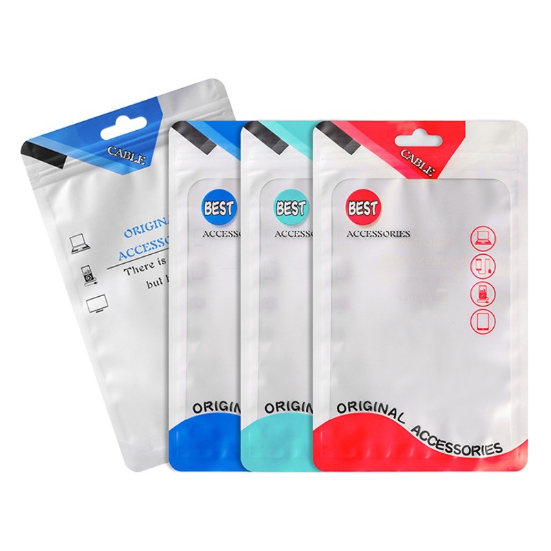 Data Cable Packaging Bag USB Translucent Ziplock Bag 2.3m Charging Cable U Disk Universal Colorful Printed Seal Bag