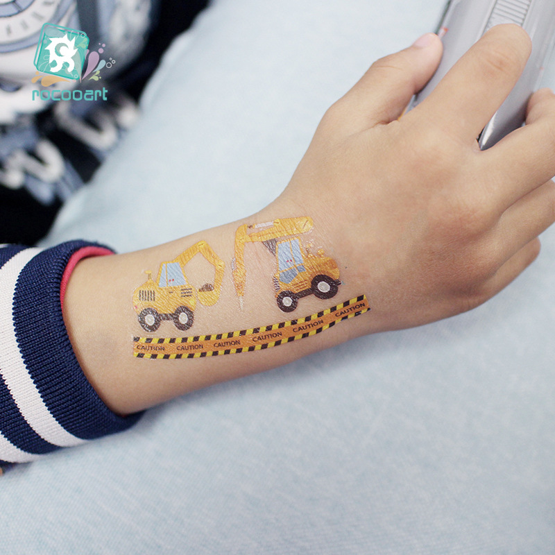 Picture of Cross-Border Supply Waterproof Children's Tattoo Stickers Cartoon Car Excavator Fire Truck Children's Traffic Tattoo Stickers