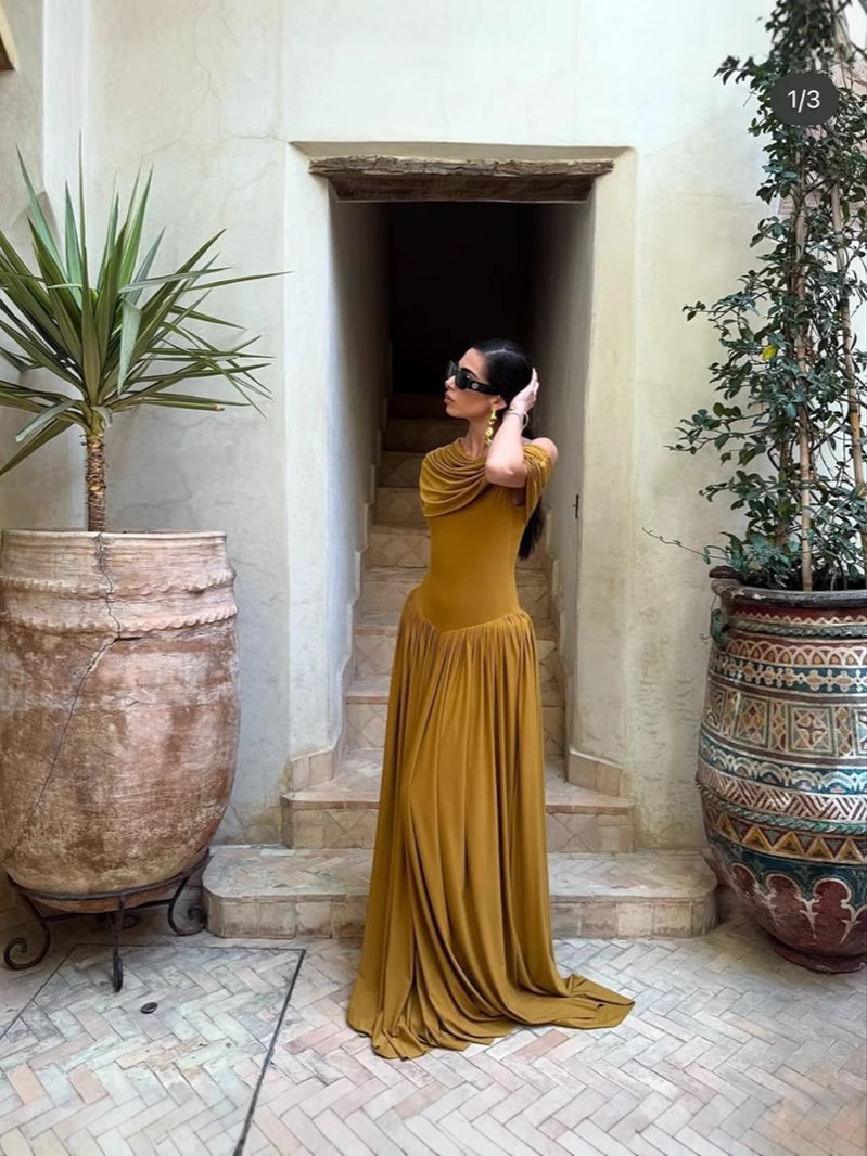 2025 Summer Cross-Border Hot-Selling Solid Color One-Shoulder Dress, Casual and Versatile Off-Shoulder Tube Top Long Dress