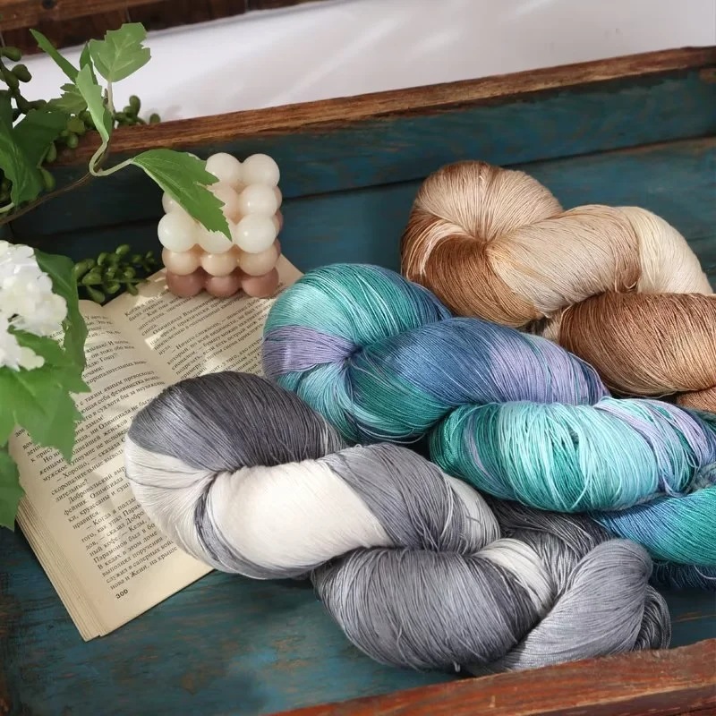 hand dyed fancy segment dyed lace thread hand diy woven mercerized fine wool crochet hand woven