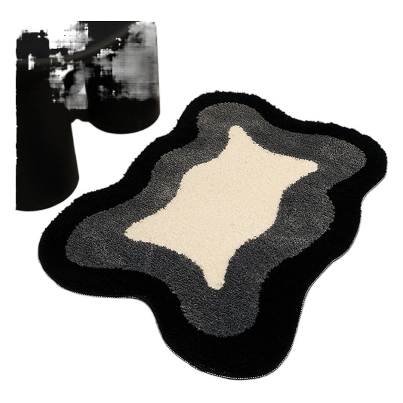 Modern simple bathroom non-slip mat special-shaped bathroom absorbent plush floor mat bathroom stain-resistant flocking floor mat