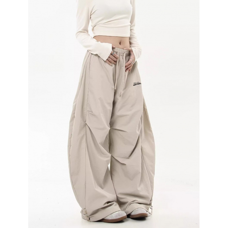 2025 plus size American Retro Trendy Scimitar Crowd Pants Women's Fall/Winter Pants with Velvet Loose Profile Sports Trendy Pants