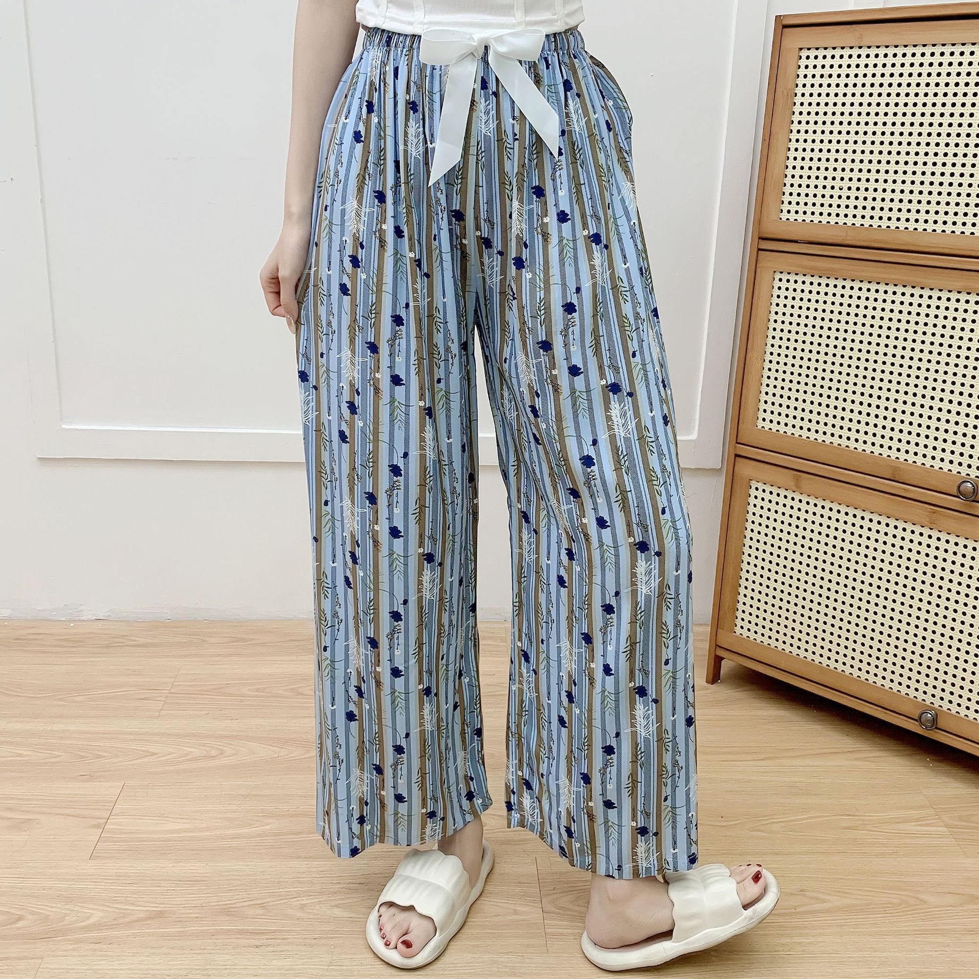 Picture of Cotton Silk Pajama Pants Women's Summer New Large Size Loose Pants Pregnant Women Can Wear Ram Cotton Thin Pants
