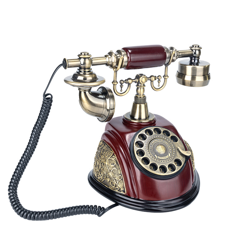 Picture of Telephone European Retro Style Home Antique Landline Old-Fashioned Telephone Office Antique American-Style Rotary Dial Telephone