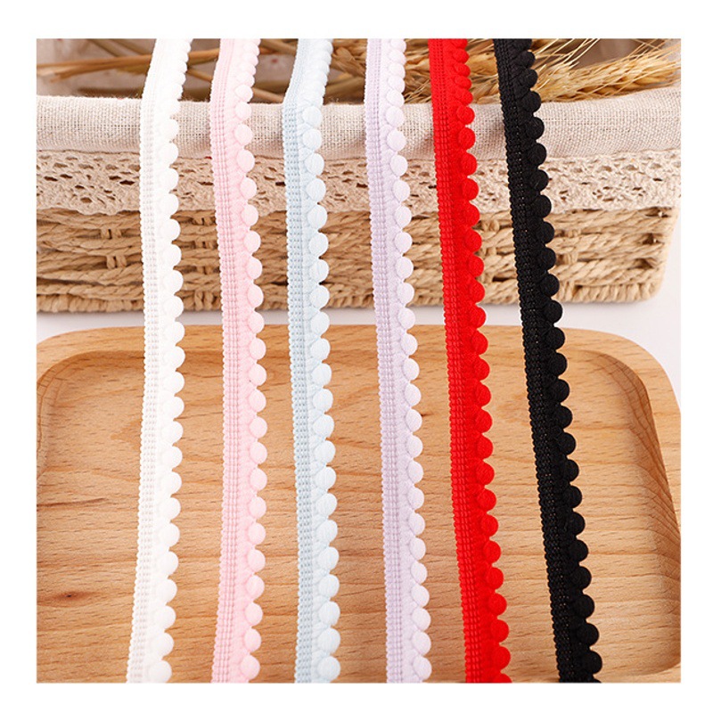 1.2cm wide color elastic wool ball ribbon lace handmade DIY toy hair accessories clothing home textile decorative accessories