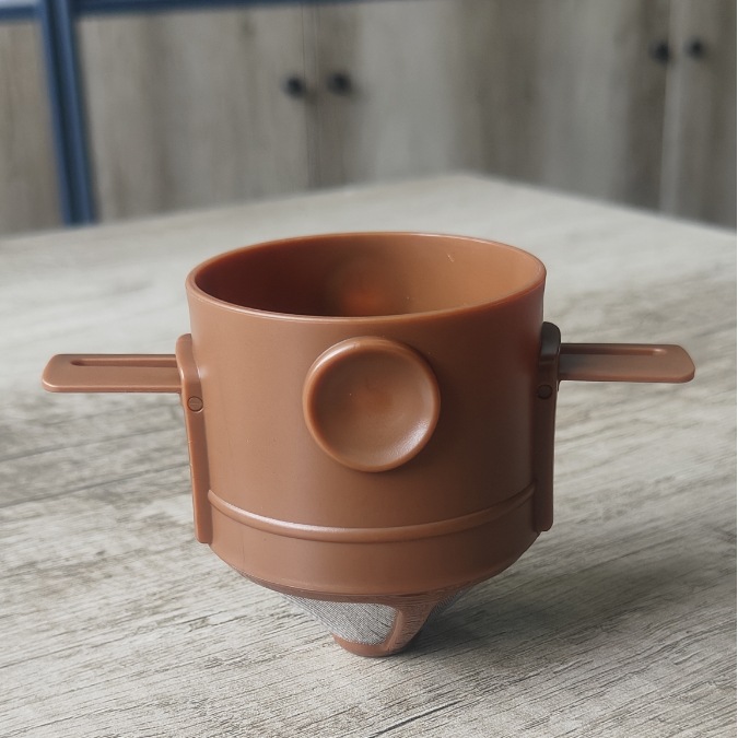 Picture of Household little angel portable coffee powder filter cup foldable hand punching double layer 304 stainless steel coffee filter