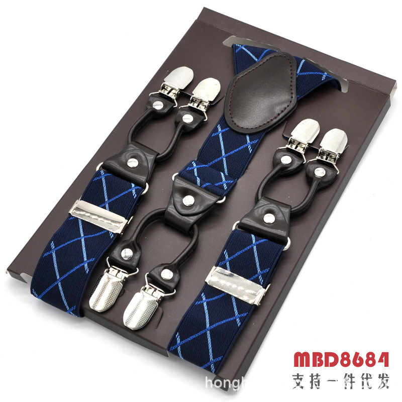 Picture of Cross-Border Supply Men's Suspenders Six-Clip Suspenders Elastic Adjustable Fat People Suspenders Men and Women Suspenders