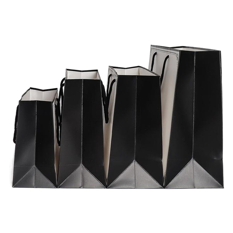 Clothing Store Handbag Paper Bag Black Edge Handbag Women's Handbag Paper Bag Printable Logo Clothing Bag in stock