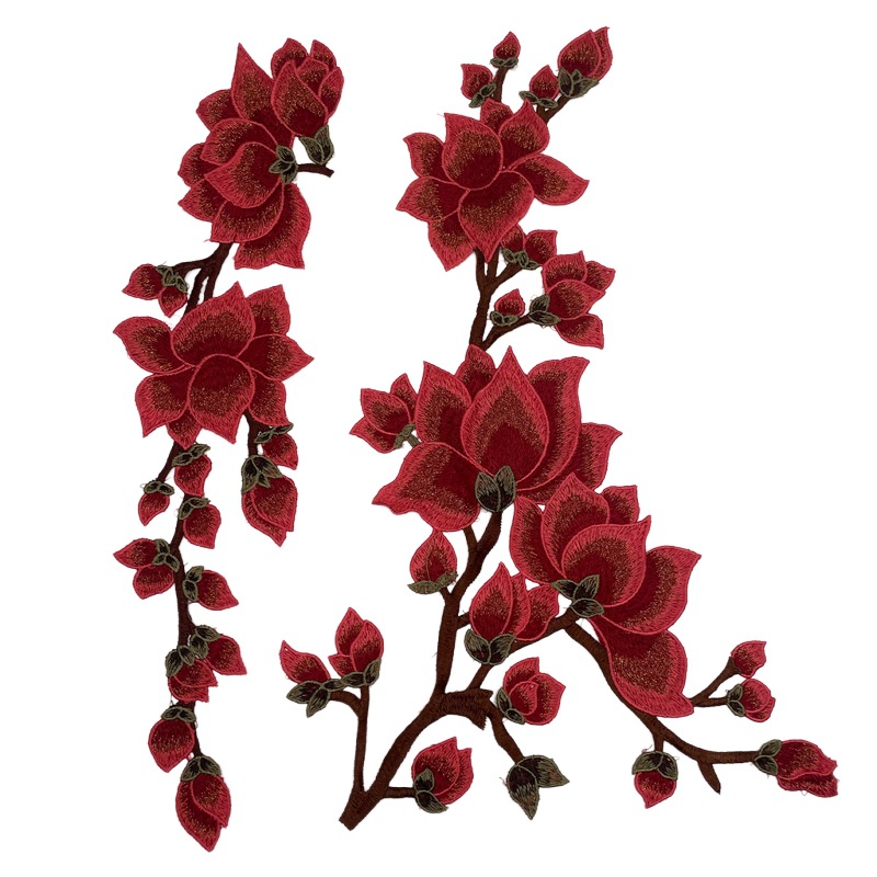 New Large Magnolia Embroidery Water Soluble Cheongsam Dress Chinese Style Clothing Applique Embroidery Hollow Flower