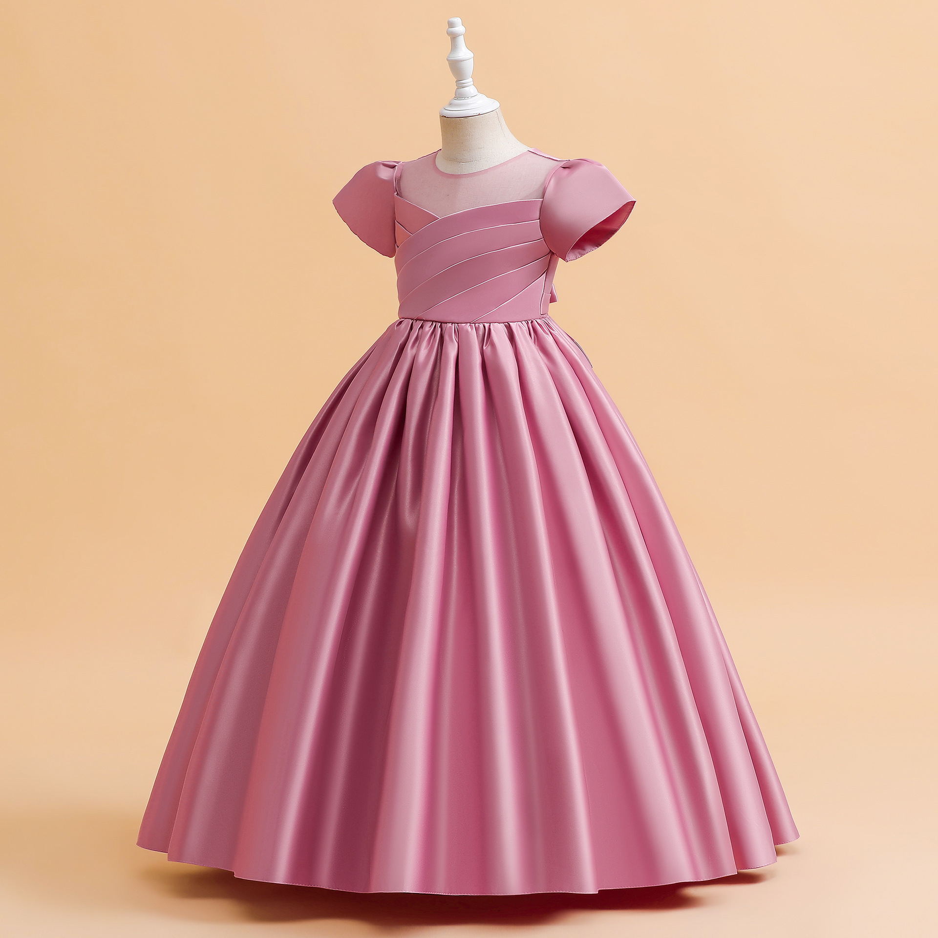 Picture of 2025 New Children's Dress Skirt Children's Satin Princess Skirt Middle and Large Children's Birthday Party Catwalk Piano Performance Costume