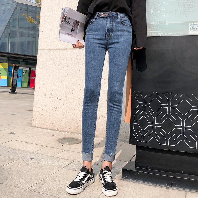 Jeans Women's Pants Summer Thin High Waist Slimming Black Summer Tight Stretch Small Feet Nine-point Pencil Summer
