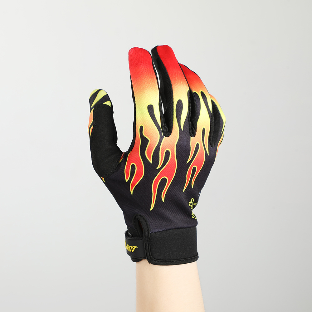 Picture of New fistplast Pattern Flame Pattern Touch Screen Ride Cross-country Motorcycle Wear-resistant Long Finger Gloves
