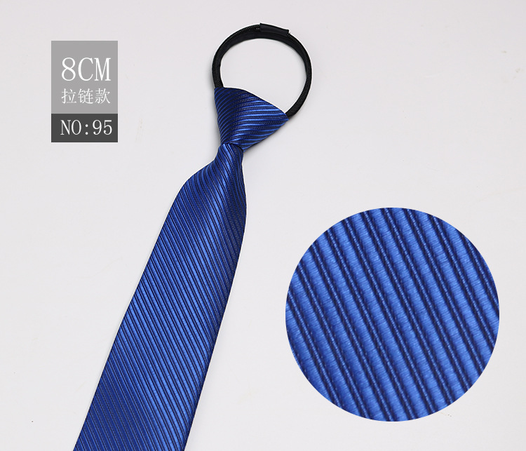 Picture of Factory Black Men's Tie Striped Blue Business Tie Lazy People Knot Free Zipper Tie in stock Wholesale