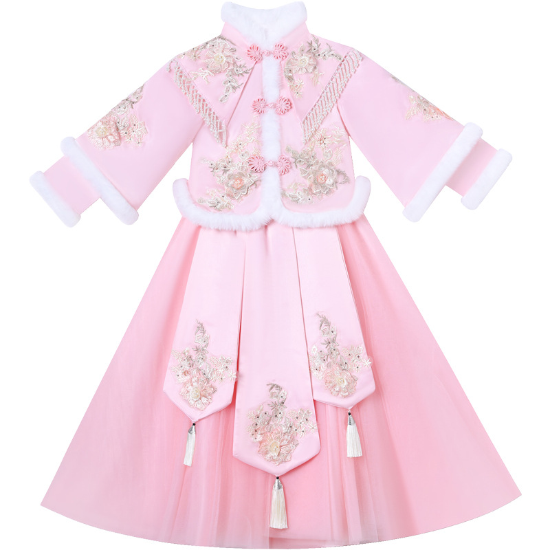 Picture of Hanfu girls' winter 2024 new quilted thickened ancient costume children's Tang suit ancient style little girl Chinese style skirt