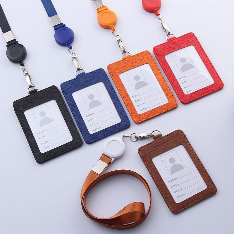 Work Card Easy Pull Buckle Work Permit Student Work Card Card Sleeve Telescopic Lanyard Certificate Meal Card Access Control Work Protective Sleeve