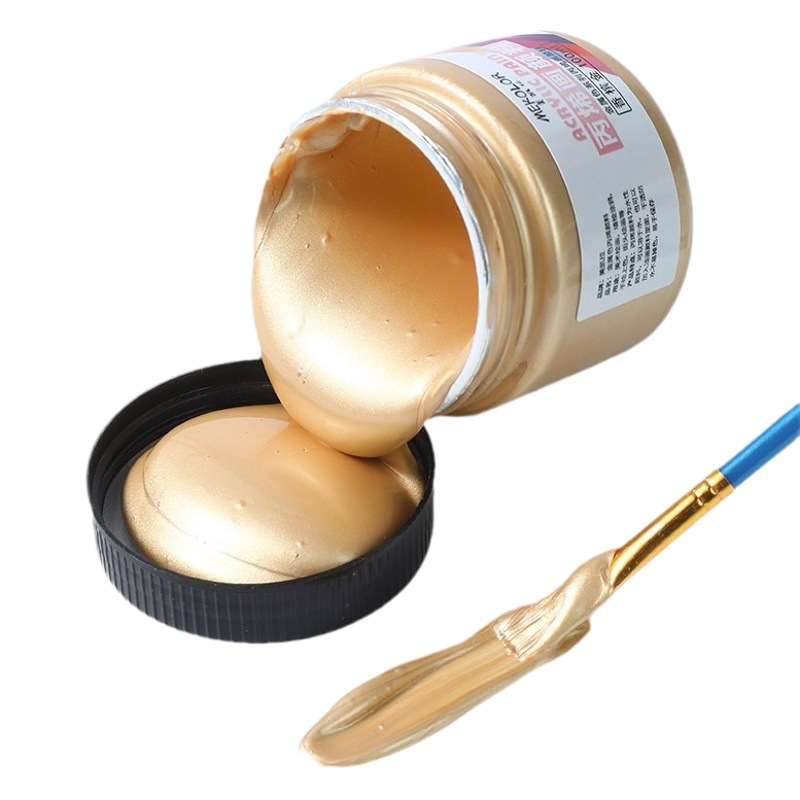 Cross-Border Large Jar of Pearlescent Pigment Metallic Color Set Waterproof Painting Rubbing Gold Acrylic Paint