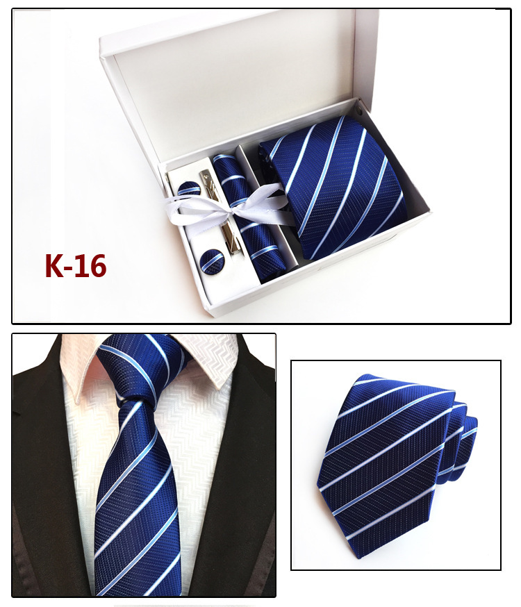 Picture of Manufacturers wholesale men's tie in stock gift box 6 pieces suit group tie business formal tie