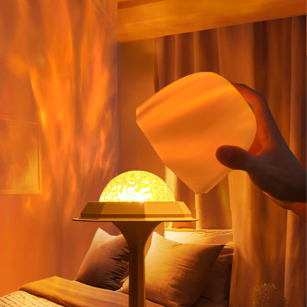 Cross-Border Tall Water Ripple Atmosphere Remote Control Table Lamp Bedroom Bedside Romantic Projection Creative Gift Xiaoye