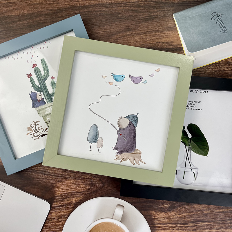 Picture of Square photo frame family portrait creative couple commemorative gift table painting stick works Children's year-old inkpad frame