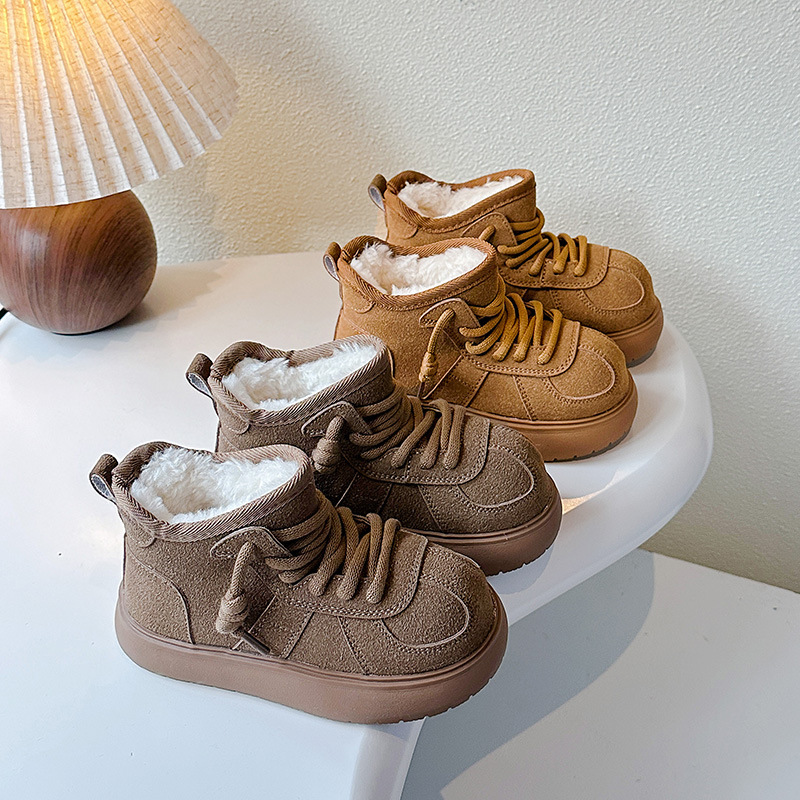 Northeast Snow Cotton Shoes Children's Bread Shoes Boys and Girls Winter New Big Toe Shoes Middle and Big Children's fleece-lined Shoes Non-slip