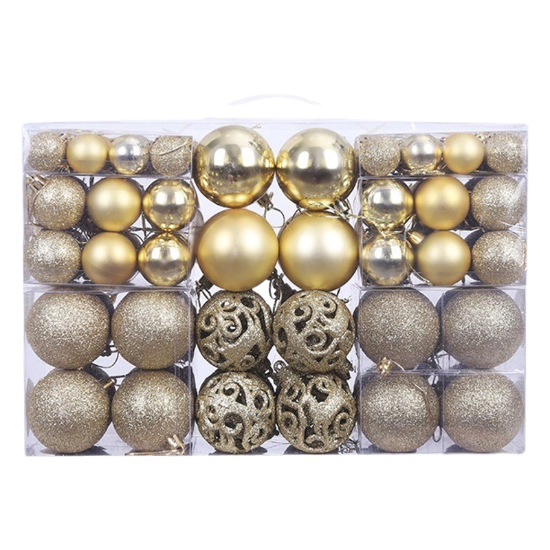 Cross-Border Christmas Ball Set 3Cm/4/6Cm 100 Pieces Cut Out Bright Clinker Ball Hanging Decoration Christmas Decoration Ball