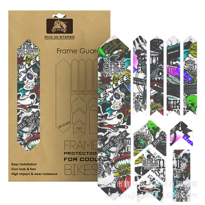 ENLEE Bicycle 3D Film Front Fork Sticker Mountain Highway Frame Protective Film Decorative Sticker Source Manufacturer