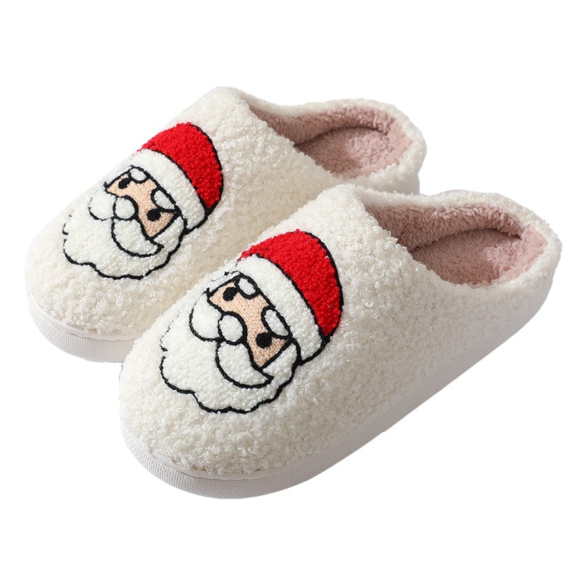 Cross-border New Christmas Deer Gingerbread Man Christmas Slippers Wholesale Winter Indoor Warm Home Smiley Cotton Slippers Women