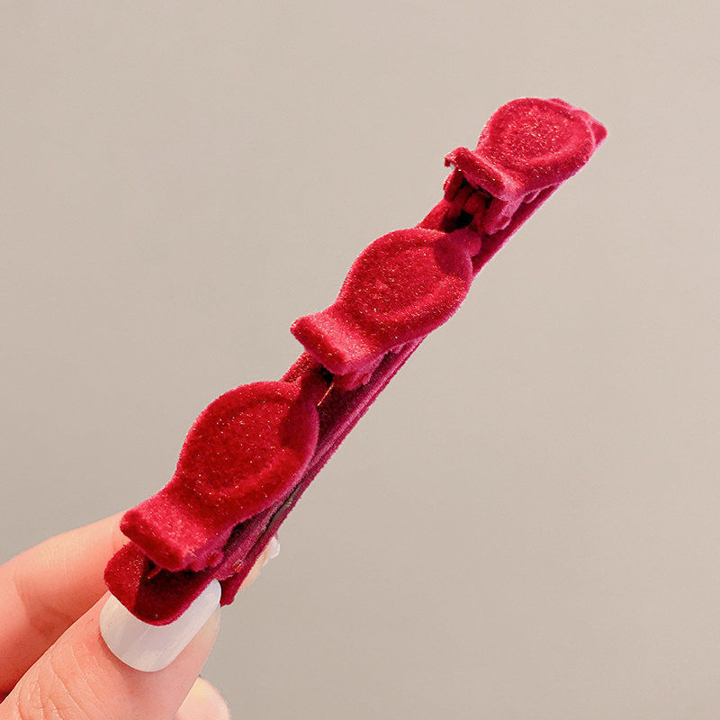 Picture of Flocking Hair Clip Women's Front Head Bangs Clip Side Clip Short Hair Transition Artifact Broken Hair Clip Duckbill Clip Headdress