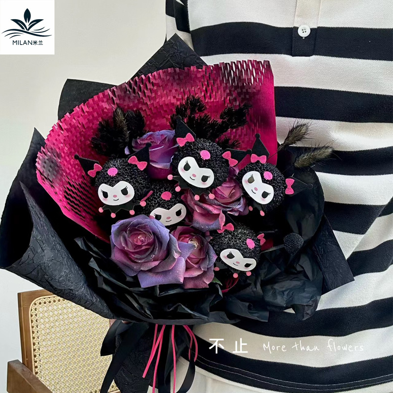 Halloween cartoon style ping pong chrysanthemum expression bag kulomi witch bouquet handmade diy decoration material cardboard