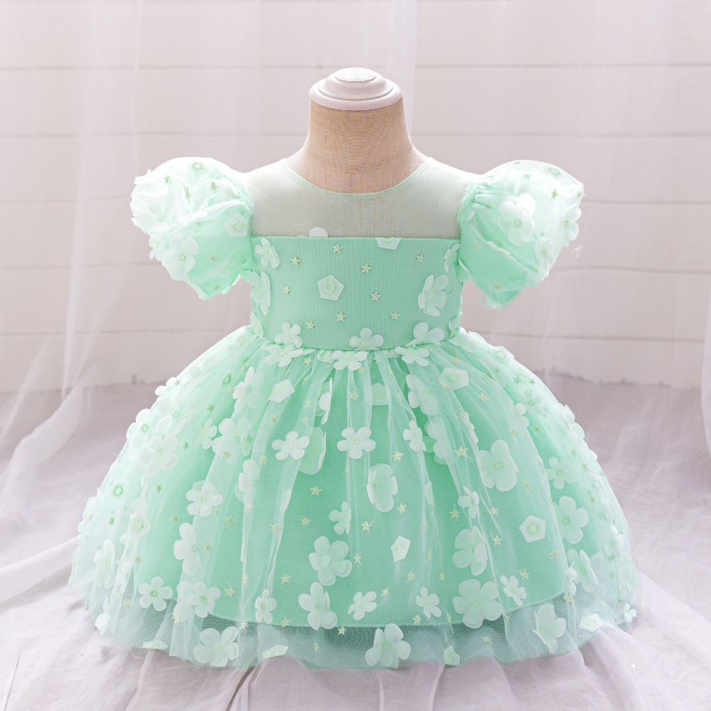 Girl's Dress Green Mori Princess Dress Children's Model Show Host Piano Dress Flower Fairy dress