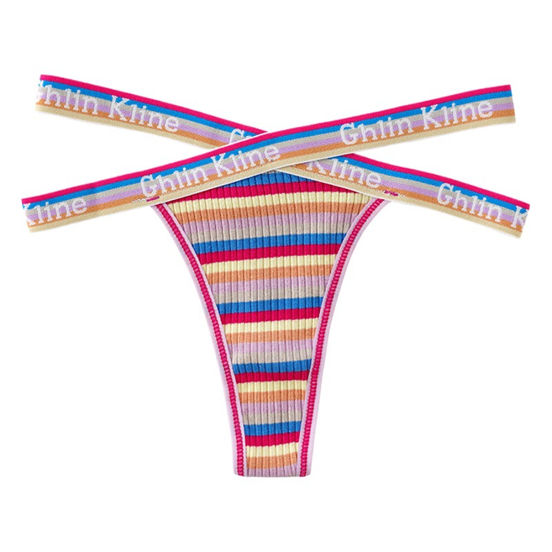 Fengyun 2025 New European and American Bikini Briefs for Women, Seamless Sexy Sports Fitness Peach Butt Cotton Thong