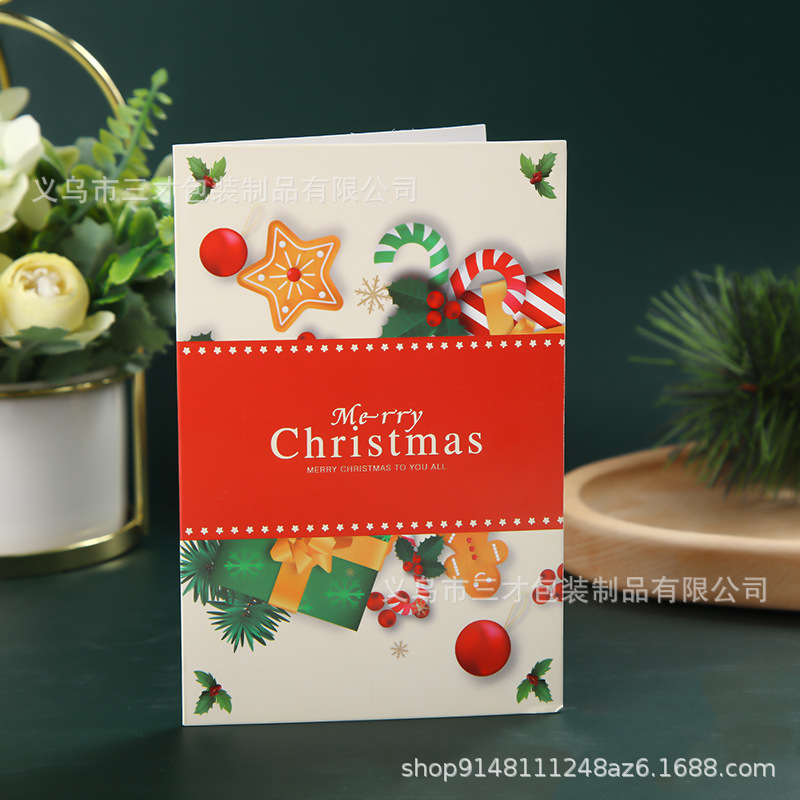 Picture of Cross-Border Amazon Christmas Greeting Card Christmas Eve Handwritten Blessing Card Flower Gift New Year Gift Card Manufacturer