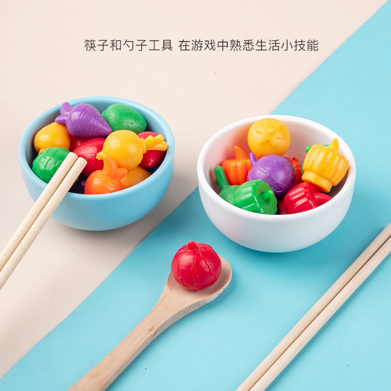 Picture of Simulation feeding game Montessori parent-child play house children early education fine action clip chopsticks exercise educational toys